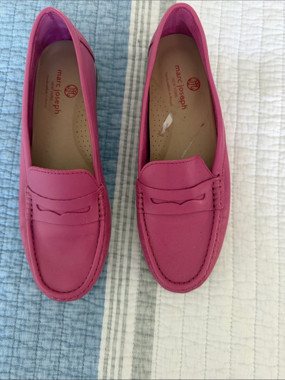 Marc Joseph Women's Pink Leather Penny Loafers